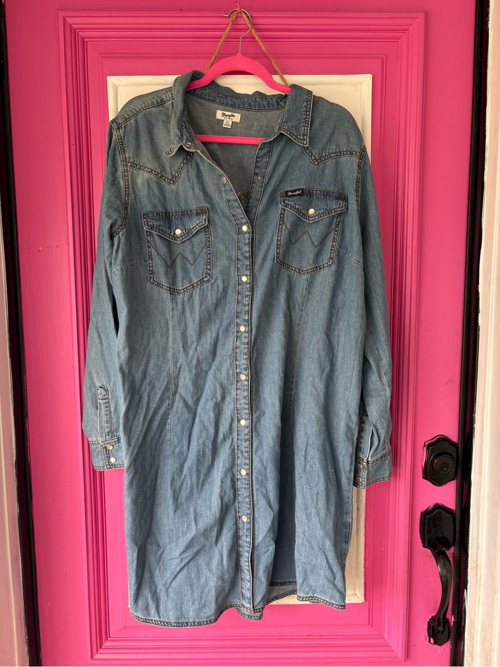 Wrangler Denim Midi Shirt Dress - Light Blue